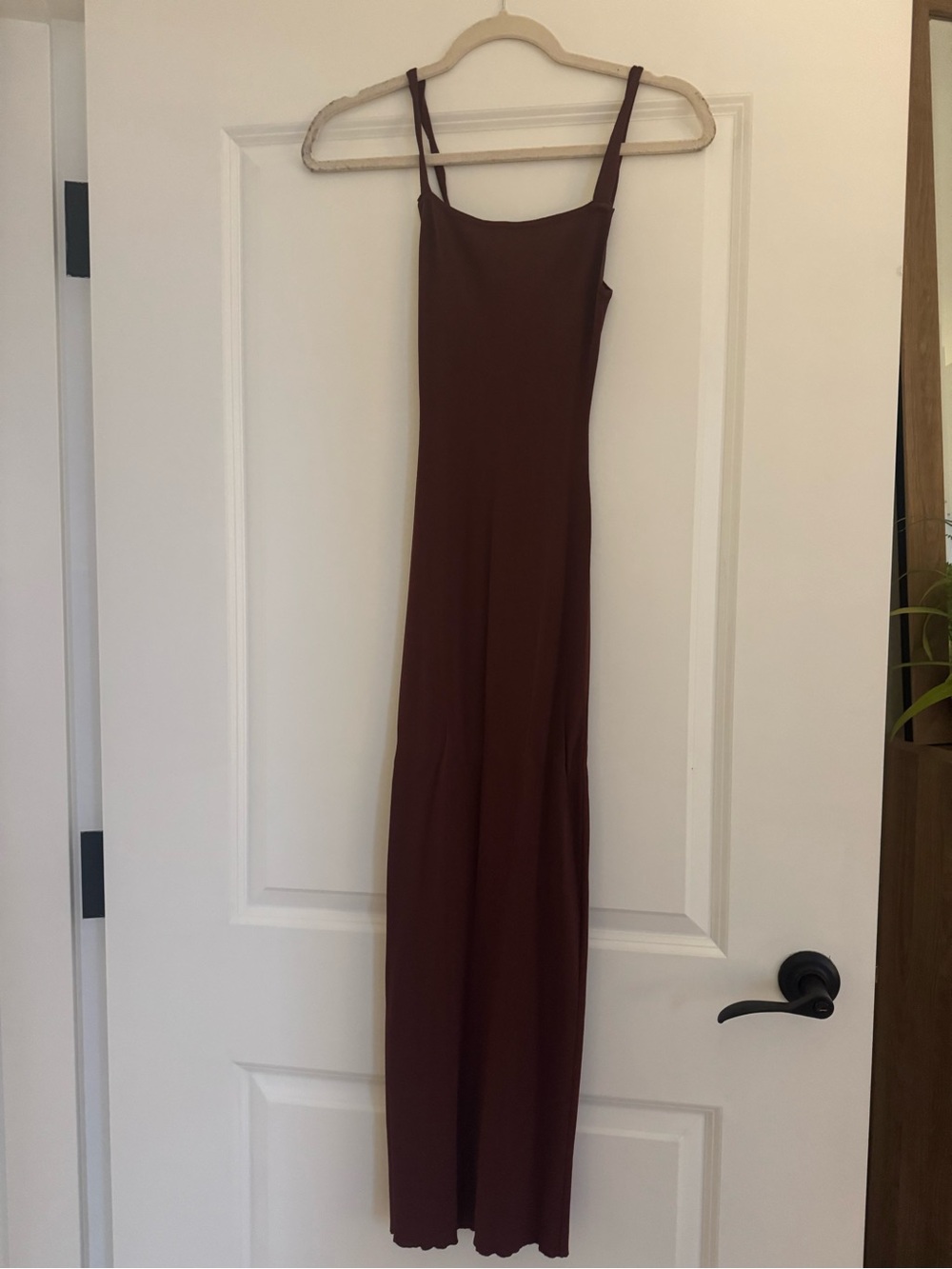 Zara Brown Maxi Dress with Spaghetti Straps